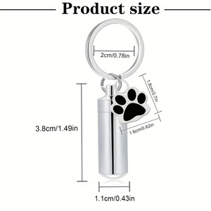 Kedatangan Baru Gantungan Kunci Abu Hewan Peliharaan Unisex Motif Cakar Bahan Stainless Steel, Dapat Diukir Sesuai Pesanan, Kenang-kenangan Memorial, Tempat Rambut - Product Image 1