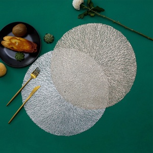 IN STOCK Gold Heat Resistant <strong>Wipeable</strong> Washable Pressed Vinyl Metallic <strong>Placemats</strong>, Set of 12 - Product Image 3