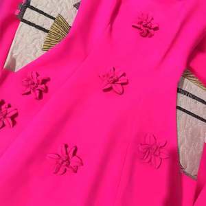 Abito Estivo Senza Maniche con Colletto Quadrato, Applicazioni Tridimensionali, Gonna a Forma di A in Rosso Rosa, <span class=keywords><strong>Casual</strong></span> da Donna - Product Image 4