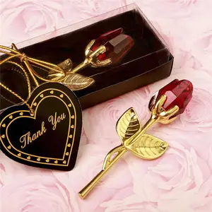 闪亮金属水晶红玫瑰可爱玻璃玫瑰花结婚礼物情人节礼物
