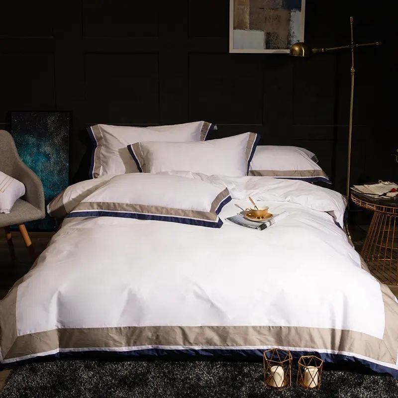 Ost-edredón de estilo simple de 100% C, ropa de cama de lujo, juego de sábanas de lino de hotel
