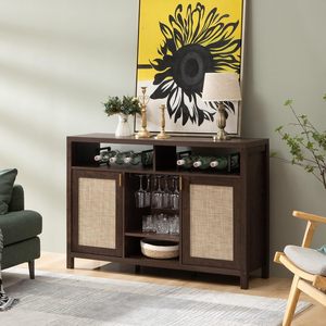 Buffet en bois minimaliste style ferme avec <span class=keywords><strong>portes</strong></span> doubles, écologique et multifonctionnel pour le rangement du salon et de la salle à manger - Product Image 3