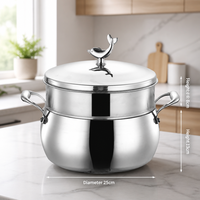 Marmite de cuisine professionnelle OEM d'usine en acier inoxydable 304 à double fond pour gaz et induction