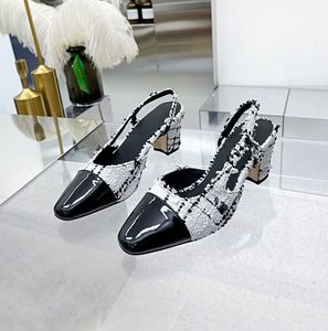 รองเท้าแตะสตรีส้นสูงหนังแท้สีเข้าได้กับดีไซน์เนอร์ใหม่ - Product Image 1