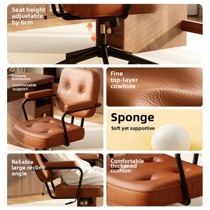 Escritorios y Sillas de Estudio Nórdicos, Sillas de Oficina de Cuero con <span class=keywords><strong>Ruedas</strong></span> y Altura Ajustable - Product Image 4