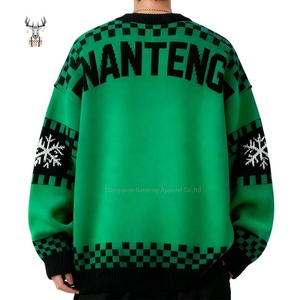 Áo len Giáng sinh xấu xí kiểu dáng ông già Noel đầu bếp, họa tiết ca rô dệt kim, chất liệu 100% acrylic, kiểu dáng cổ điển, rộng rãi, của xưởng may Nanteng. - Product Image 2