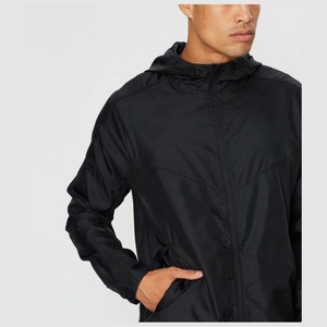 Mens Casual Fashion Custom <b>Black</b> Polyester <b>Runner</b> Jackets Men's Hooded Jackets Coats Windbreaker Jacket - Product Image 5