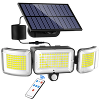 Lampe murale de sécurité solaire Radiant Beauty pour extérieur, garage, avec détecteur de mouvement infrarouge, 160-224 LED, triple tête séparée, IP65