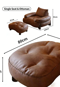 <span class=keywords><strong>Canapé</strong></span> Courbé Minimaliste Rétro Italien pour Salon, <span class=keywords><strong>Canapé</strong></span> en Cuir Moderne Ligne Droite Luxe Léger pour Petit Appartement - Product Image 3