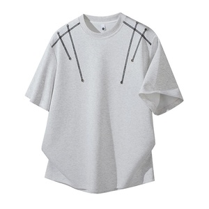 <span class=keywords><strong>Camiseta</strong></span> de Verano para Hombre ANSZKTN, de Manga Corta, Corte Holgado, Cuello Redondo, a <span class=keywords><strong>Rayas</strong></span> Negras, Transpirable, que Absorbe la Humedad, Estilo Urbano - Product Image 2