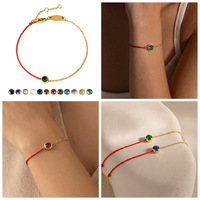 Joyería para Mujer, Nuevo Estilo Chino, Incrustaciones de Circonita, Cadena de Cuerda Roja, Brazalete Combinado, Chapado en Oro de 18K, Estilo Simple para Parejas