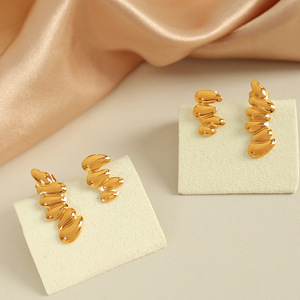 Irregular Teardrop Stud Earrings 18K Gold Plated <b>Titanium</b> Steel Women's Jewelry Fashion Drop Earrings EH628 - Product Image 2