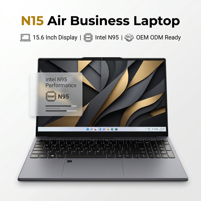 New 15.6 Inch Intel N95 Portable Office Notebook Computer FHD Display Type C HDMI OEM ODM Wholesale Supplier Business Laptop