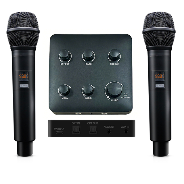 Karaoke Mixer System with Optical Audio Port Wireless Microphone for Home Use Meeting Party DJ Speech Wedding Receiver