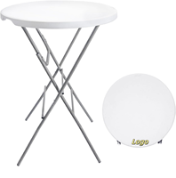 Table Haute Ronde Pliante en Plastique HDPE 32 Pouces Hitree, Blanche, pour Événements et Fêtes en Extérieur