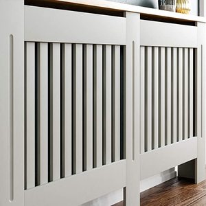 Couvercle <span class=keywords><strong>de</strong></span> <span class=keywords><strong>radiateur</strong></span> Gris Moderne Peint MDF Armoire Lattes Grill Bois Étagère Supérieure - Product Image 3