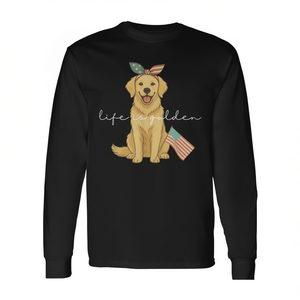 Camiseta de manga larga con bandera de Estados Unidos del 4 de julio, Life Is Golden - Product Image 3