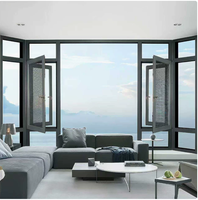 Portes et fenêtres coulissantes doubles en alliage d'aluminium avec verre trempé et moustiquaire en acier inoxydable, design postmoderne, résistantes aux ouragans, pour villas et hôtels