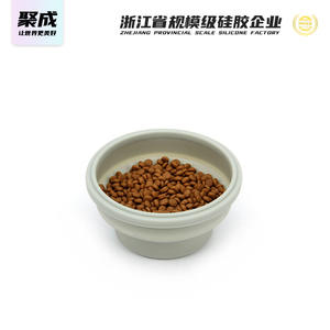 Cane eco-friendly in Silicone tinta unita per cani e ciotola per animali domestici pieghevole per gatti con funzione di trasporto all'aperto per bere cibo lento - Product Image 5