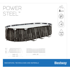 Piscina Familiar Ovalada Elevada <span class=keywords><strong>Bestway</strong></span> 5611R, Portátil, de Metal y PVC, Gran Capacidad, para Exteriores, con Accesorios - Product Image 1