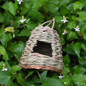 Nid d'oiseau en paille fait main, cage à oiseaux ronde suspendue de 17x14 cm pour oiseaux, cages pour animaux de compagnie - Product Image 2