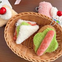 Peluches Kawaii Simulation Alimentaire En Peluche Cerise Gâteau Porte-clés Moelleux Peluche Sandwich Hamburger Gâteau Porte-clés Sac Charmes Accessoires
