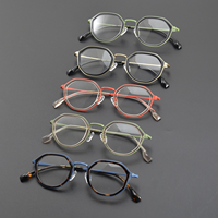 Montures de lunettes optiques rétro haut de gamme faites à la main, monture intégrale géométrique en acétate coloré rouge et vert, légères, imprimées, pour adultes
