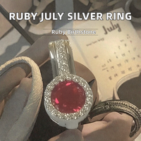 Wangfu Jewelry 925 纯银实验室培育红宝石明亮式切割爪镶戒指 7 月诞生石女士礼物批发供应商
