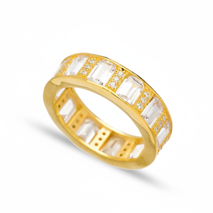 Bagues en pierre de Zircon clair Baguette de bande, bijoux en argent Sterling 925 faits à la main pour femme, vente en gros - Product Image 2