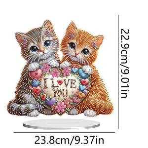 Handpainted Animal Subject Acrylic Love Cats 5D DIY <strong>Hobby</strong> <strong>Craft</strong> Ornament - Product Image 2