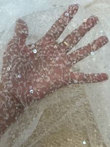 Tela de <span class=keywords><strong>Tul</strong></span> Bordada con Lentejuelas Transparentes y Cuentas, para Vestidos de Fiesta y Bodas, en Oferta - Product Image 2