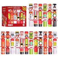 Coffret de 18 craquelins de Noël avec chapeaux en papier et cartes de blagues pour les fêtes de fin d'année et la décoration de table de dîner