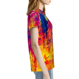 Camiseta de manga corta para mujer, algodón transpirable Spandex, una para todos los coreanos, dibujos animados en 3D, Diamante ajustado, letra corta con agujeros y remaches - Product Image 1