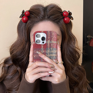 Nouvelle pince à cheveux rouge en strass cerise pour femme, collection 2026, pince à frange mignonne style princesse - Product Image 3