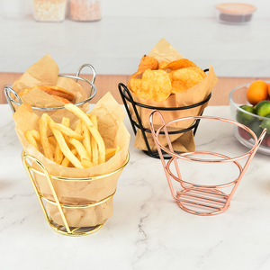 Mini panier <span class=keywords><strong>de</strong></span> présentation en <span class=keywords><strong>fer</strong></span> forgé pour frites et snacks, design classique - Product Image 4