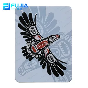 souvenir decorative embossed metal custom logo rolling edge tin fridge magnet