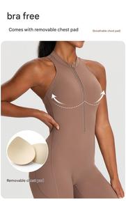 New Women's Sleeveless Yoga Romper Sexy Open Back Flare Leg Pocketed Tummy <b>Control</b> Nylon/Spandex Four-Way Stretch Quick Dry - Product Image 4