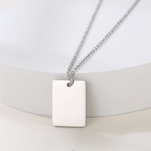 Collier à breloque personnalisable unisexe en gros, pendentif carré vierge pour bijoux DIY - Product Image 4