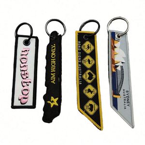 Irregular Shape Promotion Custom logo Keychain Fabric Embroidery Keychain - Product Image 2
