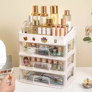 Transparent Desktop Cosmetic Organizer With <b>Drawers</b> Cute <b>Plastic</b> <b>Storage</b> Shelf For Makeup Student Dorm Display Rack - Product Image 1