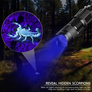 Lampu Ungu Portabel 395nm Senter Ultra Violet, Lampu Hitam Detektor Urin Hewan Peliharaan Mini Led Senter UV