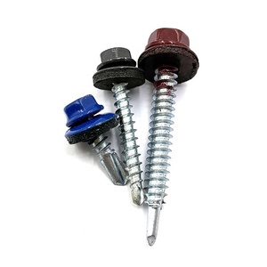 Tornillos autoperforantes <span class=keywords><strong>de</strong></span> óxido <span class=keywords><strong>de</strong></span> <span class=keywords><strong>zinc</strong></span> <span class=keywords><strong>rojo</strong></span> con cabeza hexagonal para techos metálicos con arandela EPDM, tornillos para madera, tornillos para techos <span class=keywords><strong>de</strong></span> chapa metálica, color RAL 3009 - Product Image 6