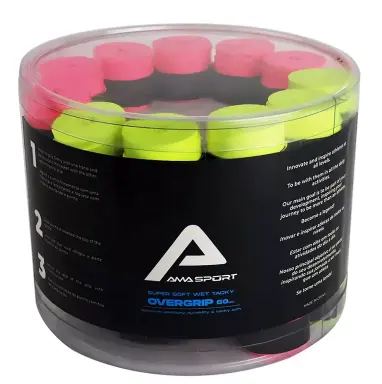 AMA SPORT Factory Wholesale Multicolor 0.6mm PU tacky Sweatband Padel Tennis Racket Overgrip Badminton Racket Overgrip