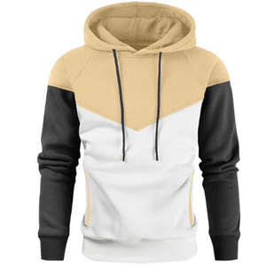 Sudadera con Capucha Colorblock para Hombre, Azul Marino y Blanco, Estilo Casual, Suave, Cálida, de Manga Larga, con Cordón Ajustable - Product Image 2