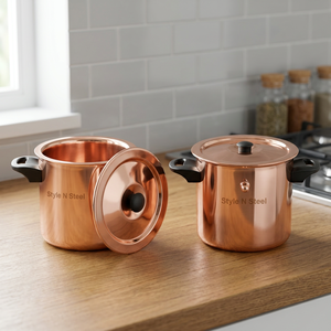 Copper Color Stainless Steel Double Boiler Melting <b>Pot</b> with <b>Lid</b> and Side Handles for Beekeeping - Product Image 1