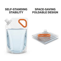 Sac à eau pliable avec valve pour le camping et la randonnée, impression personnalisée, sans BPA, sacs à eau pliables en plastique transparent