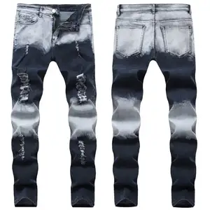 Pantalon Cintura Alta Denim kumaş malzeme Mens sıkıntılı kot