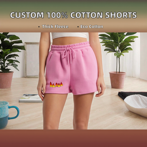 Shorts décontractés pour femmes, 100% coton, 350 GSM, coupe régulière, respirants, taille élastique, haute qualité, personnalisables OEM - Product Image 2