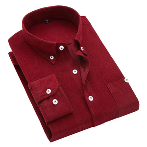 Camicia Casual in Velluto a Coste con Maniche Lunghe, Nuovo Design, Vendita Calda, Tinta Unita, Vestibilità Slim per Uomo - Product Image 5