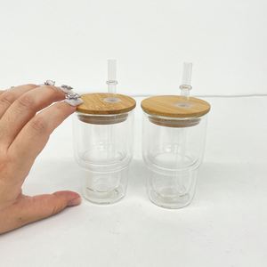 Vasos de vidrio miniatura de 3 oz para sublimación, preperforados, de doble pared, tipo shot, con tapas y pajitas - Product Image 5
